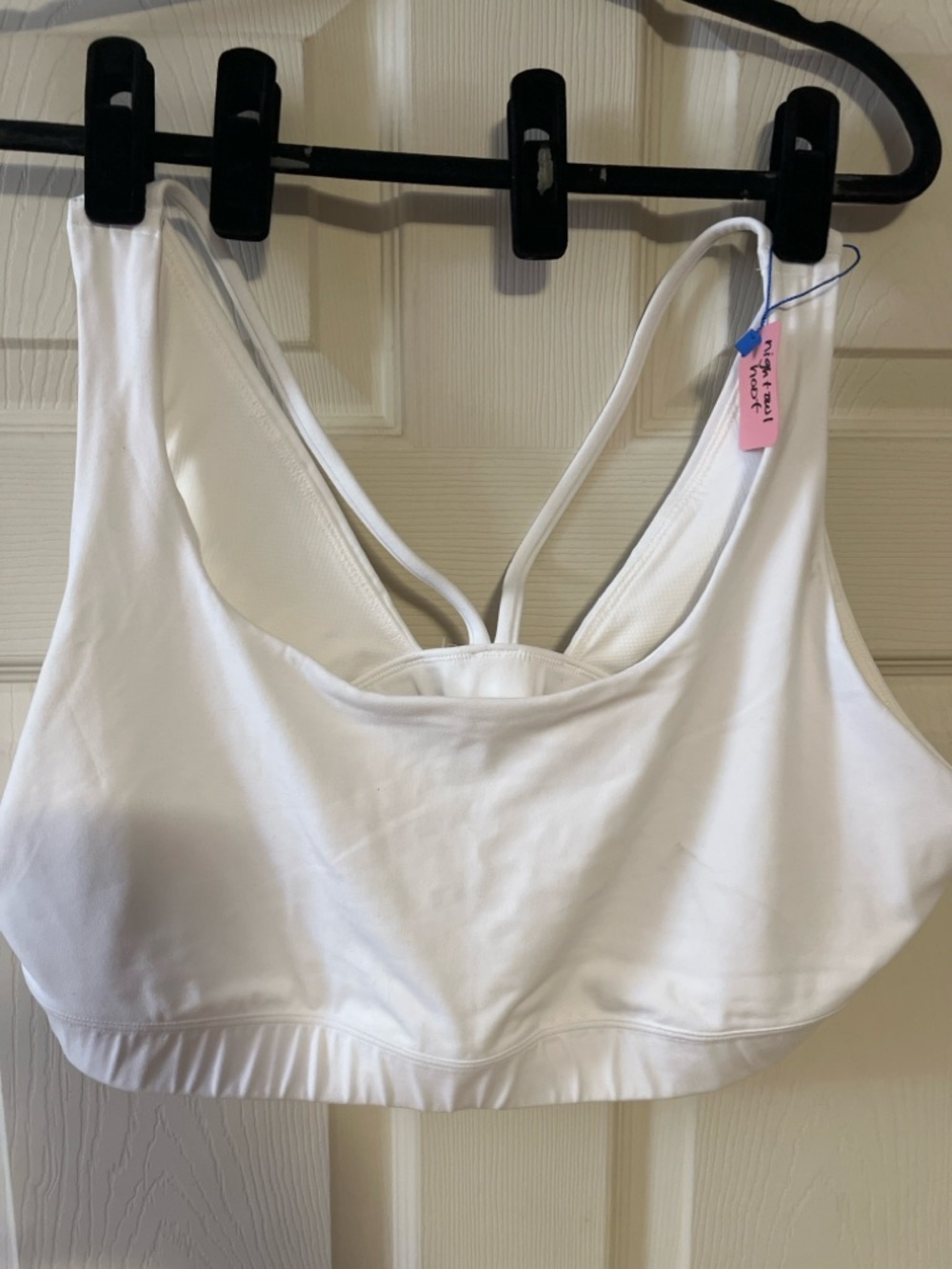 Athleta Exhale Sports Bra White 2X A C Light Support Racerback Workout Yoga Bra